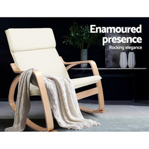Rocking Armchair - Washable Fabric - Beige