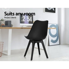 Load image into Gallery viewer, 4x Retro Padded Chairs - PU Leather - Black
