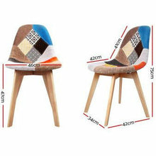 Load image into Gallery viewer, 2x Retro Beech Chairs - Fabric - Multi Colour