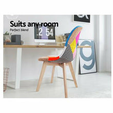 Load image into Gallery viewer, 2x Retro Beech Chairs - Fabric - Multi Colour