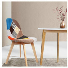 Load image into Gallery viewer, 2x Retro Beech Chairs - Fabric - Multi Colour