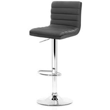Load image into Gallery viewer, 2x Chair Stools - Leather - Chrome - Gas Lift/Swivel - Grey