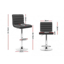 Load image into Gallery viewer, 2x Chair Stools - Leather - Chrome - Gas Lift/Swivel - Grey