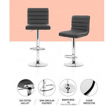 Load image into Gallery viewer, 2x Chair Stools - Leather - Chrome - Gas Lift/Swivel - Grey