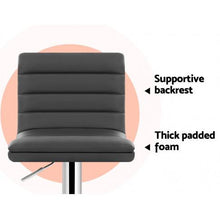 Load image into Gallery viewer, 2x Chair Stools - Leather - Chrome - Gas Lift/Swivel - Grey
