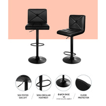 Load image into Gallery viewer, 2x Chair Stools - PU Leather - Gas Lift/Swivel - Black