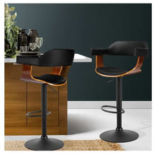 Load image into Gallery viewer, Chair Stool - Leather/Wood - Gas Lift/Swivel - Black