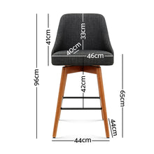 Load image into Gallery viewer, 2x Chair Stools - Wood - Fabric - Swivel - 2 Colours - Charcoal, Light Grey