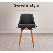Load image into Gallery viewer, 2x Chair Stools - Wood - Fabric - Swivel - 2 Colours - Charcoal, Light Grey