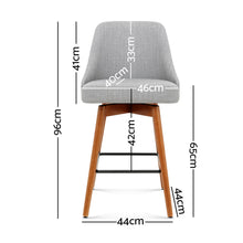 Load image into Gallery viewer, 2x Chair Stools - Wood - Fabric - Swivel - 2 Colours - Charcoal, Light Grey