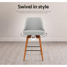 Load image into Gallery viewer, 2x Chair Stools - Wood - Fabric - Swivel - 2 Colours - Charcoal, Light Grey