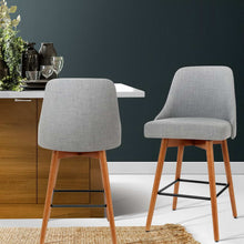 Load image into Gallery viewer, 2x Chair Stools - Wood - Fabric - Swivel - 2 Colours - Charcoal, Light Grey