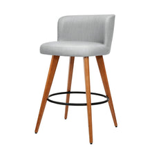 Load image into Gallery viewer, 2x Chair Stools - Wood - Fabric - Light Grey