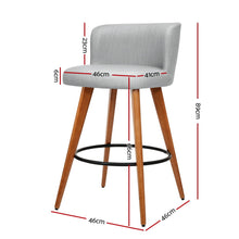Load image into Gallery viewer, 2x Chair Stools - Wood - Fabric - Light Grey