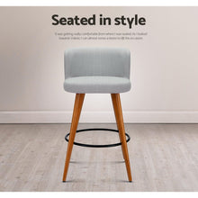 Load image into Gallery viewer, 2x Chair Stools - Wood - Fabric - Light Grey
