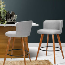 Load image into Gallery viewer, 2x Chair Stools - Wood - Fabric - Light Grey