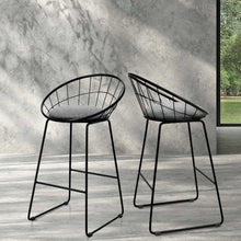 Load image into Gallery viewer, 2x Nordic Chair Stools - Metallic/Fabric - Grey Black