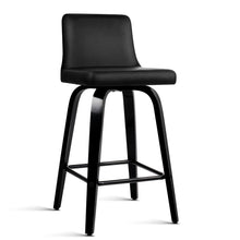 Load image into Gallery viewer, 2x Chair Stools - Wood/Metal & Leather - Black