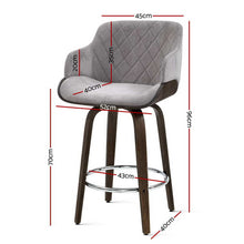 Load image into Gallery viewer, Chair Stool - Velvet/Wood - Swivel - Grey