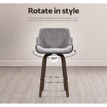 Load image into Gallery viewer, Chair Stool - Velvet/Wood - Swivel - Grey