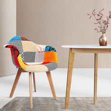 Load image into Gallery viewer, 2x Armchairs - Wood/Beech Legs &amp; Fabric - Multi Colour
