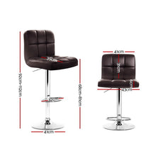 Load image into Gallery viewer, 2x Chair Stools - Leather/Chrome - Gas Lift - Swivel - Chocolate