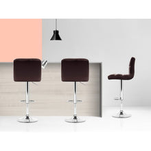 Load image into Gallery viewer, 2x Chair Stools - Leather/Chrome - Gas Lift - Swivel - Chocolate