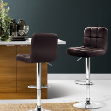 Load image into Gallery viewer, 2x Chair Stools - Leather/Chrome - Gas Lift - Swivel - Chocolate