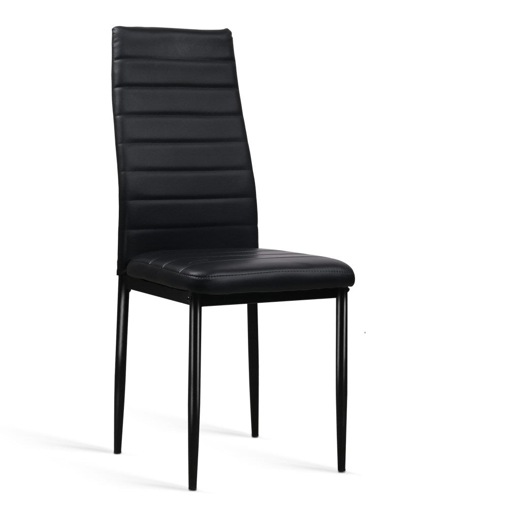 4x Dining or Waiting Room Chairs - PVC Leather - Black