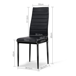 4x Dining or Waiting Room Chairs - PVC Leather - Black