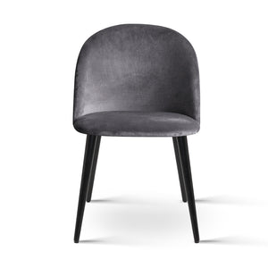 Modern Dining or Waiting Room Chair - Velvet - Iron Legs - Dark Grey