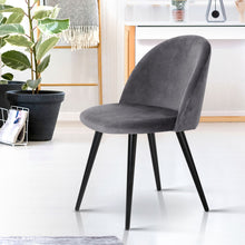 Load image into Gallery viewer, Modern Dining or Waiting Room Chair - Velvet - Iron Legs - Dark Grey