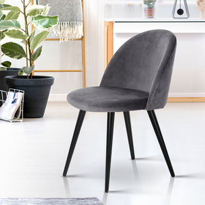 Modern Dining or Waiting Room Chair - Velvet - Iron Legs - Dark Grey