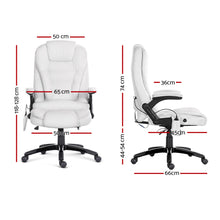 Load image into Gallery viewer, 8 Point PU Leather Reclining Massage Chair - White