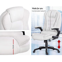 Load image into Gallery viewer, 8 Point PU Leather Reclining Massage Chair - White