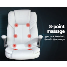 Load image into Gallery viewer, PU Leather 8 Point Massage Office Chair - White