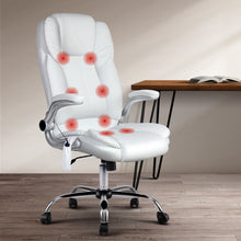 Load image into Gallery viewer, PU Leather 8 Point Massage Office Chair - White