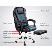 Load image into Gallery viewer, Massage Chair - 8 Massage Points - 5 Vibration Modes - 3 Timer Settings - 4 Intensity Levels - Reclining - Black
