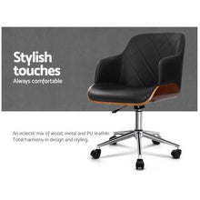 Load image into Gallery viewer, Artiss Wooden Office Chair Computer PU Leather Desk Chairs Executive Black Wood