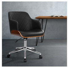 Load image into Gallery viewer, Artiss Wooden Office Chair Computer PU Leather Desk Chairs Executive Black Wood