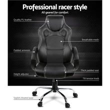 Load image into Gallery viewer, Gaming Chair - Racing Style - PU Leather - Gas Lift/Swivel - Lumbar Support - Padded Armrests - 6 Colours (Black, Blue, Green, Grey, Orange, Red)