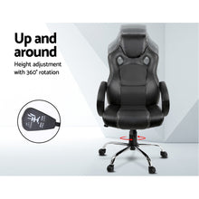 Load image into Gallery viewer, Gaming Chair - Racing Style - PU Leather - Gas Lift/Swivel - Lumbar Support - Padded Armrests - 6 Colours (Black, Blue, Green, Grey, Orange, Red)