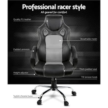 Load image into Gallery viewer, Gaming Chair - Racing Style - PU Leather - Gas Lift/Swivel - Lumbar Support - Padded Armrests - 6 Colours (Black, Blue, Green, Grey, Orange, Red)