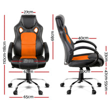 Load image into Gallery viewer, Gaming Chair - Racing Style - PU Leather - Gas Lift/Swivel - Lumbar Support - Padded Armrests - 6 Colours (Black, Blue, Green, Grey, Orange, Red)