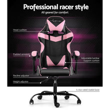 Load image into Gallery viewer, Artiss Office Chair Gaming Chair Computer Chairs Recliner PU Leather Seat Armrest Black Pink