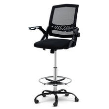 Load image into Gallery viewer, Artiss Office Chair Veer Drafting Stool Mesh Chairs Flip Up Armrest Black