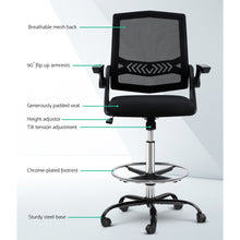 Load image into Gallery viewer, Artiss Office Chair Veer Drafting Stool Mesh Chairs Flip Up Armrest Black
