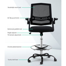 Load image into Gallery viewer, Artiss Office Chair Veer Drafting Stool Mesh Chairs Flip Up Armrest Black