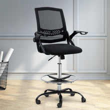 Load image into Gallery viewer, Artiss Office Chair Veer Drafting Stool Mesh Chairs Flip Up Armrest Black