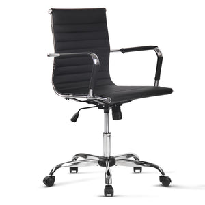 Office Chair - Eames Replica - Executive Mid Back Seating - PU Leather - Black